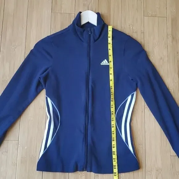 3️⃣💲2️⃣0️⃣ ADIDAS navy zip front athletic top sweat top XS - Picture 10 of 13